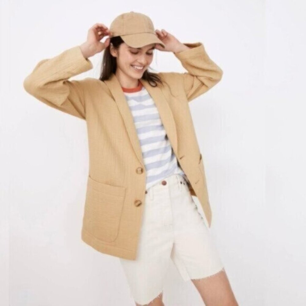 Madewell Tan Oversized Lightspun Dorset Single Breasted Blazer